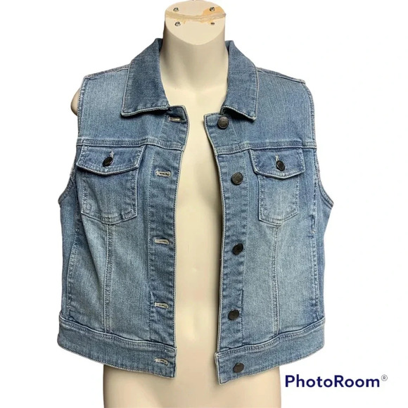 J. Jill jean vest XS 5 silver buttons sleeveless - Picture 1 of 9